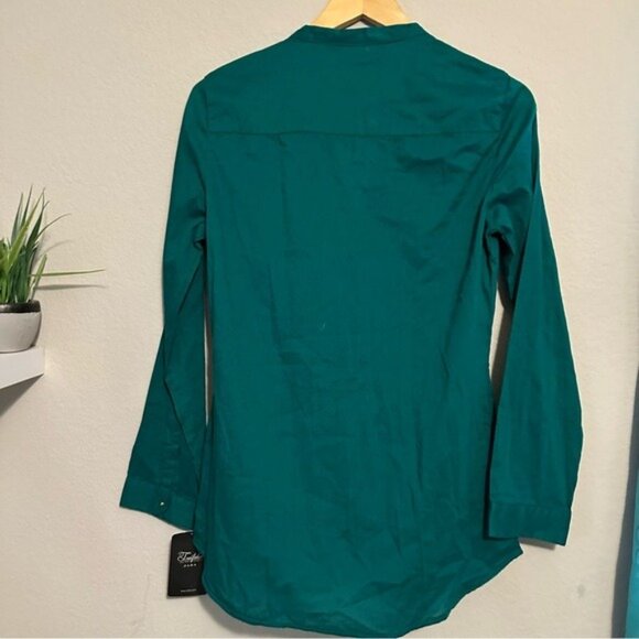 Zara Green Long Sleeve Buttoned Tunic with Mandarin Collar Size Médium NWT - Picture 3 of 9